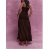 image:imageGORGLITTER Womens Strapless Prom Maxi Dress Drop Waist Sexy Cocktail Wedding Guest Backless Mesh Tube Top Dresses 2026Brown
