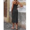 image:imageGORGLITTER Womens Striped Sleeveless Cami Dress Crisscross Back Scoop Neck Midi Dresses with SlitBlack a