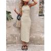 image:imageGORGLITTER Womens Striped Summer Midi Dresses Bodycon Split Long Dress Boho Vacation Beach Sundresses Going Out DressKhaki