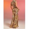 image:imageGORGLITTER Womens Summer Beach Vacation Animal Print Dress Mock Neck Cut Out Slit Chiffon Dinner Birthday Maxi DressBrown