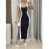 image:imageGORGLITTER Womens Summer Maxi Dresses Wedding Guest Cocktail Dress Sleeveless Colorblock Bodycon Vacation SundressBlack