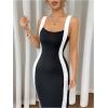image:imageGORGLITTER Womens Summer Maxi Dresses Wedding Guest Cocktail Dress Sleeveless Colorblock Bodycon Vacation SundressBlack