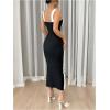 image:imageGORGLITTER Womens Summer Maxi Dresses Wedding Guest Cocktail Dress Sleeveless Colorblock Bodycon Vacation SundressBlack