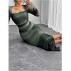 image:imageGORGLITTER Womens Tie Dye Mesh Bodycon Maxi Dress Long Sleeve Square Neck Sheer Party Fall Trendy Long Dresses 2025Green Multicolor