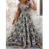 image:imageGORGLITTER Womens Western Cowgirl Vacation Maxi Dresses Outfit Summer Bohemian Boho Short Sleeve Vintage Long SundressBlue