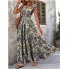 image:imageGORGLITTER Womens Western Cowgirl Vacation Maxi Dresses Outfit Summer Bohemian Boho Short Sleeve Vintage Long SundressBlue