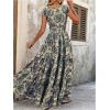 image:imageGORGLITTER Womens Western Cowgirl Vacation Maxi Dresses Outfit Summer Bohemian Boho Short Sleeve Vintage Long SundressBlue