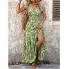 image:imageGORGLITTER Womens Western Cowgirl Vacation Maxi Dresses Outfit Summer Bohemian Boho Short Sleeve Vintage Long SundressGreen