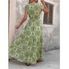 image:imageGORGLITTER Womens Western Cowgirl Vacation Maxi Dresses Outfit Summer Bohemian Boho Short Sleeve Vintage Long SundressGreen