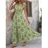 image:imageGORGLITTER Womens Western Cowgirl Vacation Maxi Dresses Outfit Summer Bohemian Boho Short Sleeve Vintage Long SundressGreen