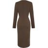 image:imageGORGLITTER Womens Wrap Fitted Midi Dress Elegant Classy Fall Long Sleeve Bodycon Cocktail Dinner Birthday Work DressesCoffee Brown