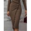 image:imageGORGLITTER Womens Wrap Fitted Midi Dress Elegant Classy Fall Long Sleeve Bodycon Cocktail Dinner Birthday Work DressesCoffee Brown