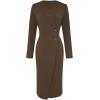 image:imageGORGLITTER Womens Wrap Fitted Midi Dress Elegant Classy Fall Long Sleeve Bodycon Cocktail Dinner Birthday Work DressesCoffee Brown
