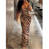 image:imageGORGLITTER Womens Zebra Print Dress Animal Print Bodycon Maxi Dress Y2K Cowl Neck Night Out Party Long Cami DressesKhaki
