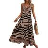 image:imageGORGLITTER Womens Bump Friendly Dresses Boho Flowy Maxi Dress Animal Print Tank Summer Vacation Going Out OutfitsKhaki
