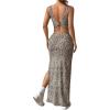 image:imageGORGLITTER Womens Cheetah Leopard Print Bodycon Maxi Dress Backless Y2K Sleeveless Summer Easter Cocktail Long SundressKhaki