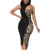 image:imageGORGLITTER Womens Cheetah Leopard Print Bodycon Midi Dress Patchwork Y2K Summer Going Out Cocktail Church Sundress 2026Black and Brown