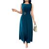 image:imageGORGLITTER Womens Fitted Waist Maxi Dress Elegant Classy Casual Sleeveless Flowy Birthday Party Cocktail Tank DressesTeal Blue