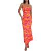 image:imageGORGLITTER Womens Floral Dress Strapless Tube Open Back Bodycon Boho Summer Wedding Guest Vacation Beach Maxi DressesOrange