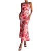 image:imageGORGLITTER Womens Floral Dress Strapless Tube Open Back Bodycon Boho Summer Wedding Guest Vacation Beach Maxi DressesPink