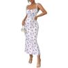 image:imageGORGLITTER Womens Floral Fishtail Midi Dresses Tie Shoulder Spaghetti Strap Summer Casual Vacation Beach Sun DressesPurple