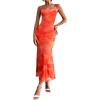 image:imageGORGLITTER Womens Floral Mesh Open Back Fishtail Maxi Dresses Summer Vacation Birthday Wedding Guest Dinner Long DressOrange