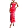 image:imageGORGLITTER Womens Floral Mesh Open Back Fishtail Maxi Dresses Summer Vacation Birthday Wedding Guest Dinner Long DressPink Floral