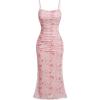 image:imageGORGLITTER Womens Floral Spring Summer Wedding Guest Dress Bridal Shower Cocktail Tea Party Beach Midi Sun Dress 2026Pink