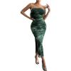image:imageGORGLITTER Womens Floral Strapless Bodycon Wedding Guest Dress Vacation Summer Birthday Tropical Maxi Long Sun DressesDark Green