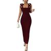 image:imageGORGLITTER Womens Formal Wedding Guest Dress Floral Pearl Maxi Dresses Sleeveless Tank Elegant Cocktail Slimming DressBurgundy