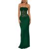 image:imageGORGLITTER Womens Lace Backless Patchwork Maxi Dress Elegant Classy Strapless Festival Y2K Sexy Gothic Tube Top DressGreen