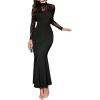 image:imageGORGLITTER Womens Lace Fishtail Bodycon Maxi Dress Elegant Classy Fall Long Sleeve Mock Neck Cocktail Patchwork DressBlack