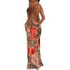 image:imageGORGLITTER Womens Leopard Cheetah Print Bodycon Maxi Dress Backless Floral Draped Y2K Cami DressesBrown Multicolor