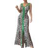 image:imageGORGLITTER Womens Leopard Cheetah Print Maxi Dress Animal Slit V Neck Birthday Going Out Church Long DressesBrown Multicolor