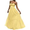 image:imageGORGLITTER Womens Long Ruffle Dress Twist Front Strapless Backless Tube Top Maxi Dresses Vacation Beach SundressYellow