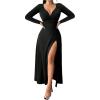 image:imageGORGLITTER Womens Long Sleeve Drop Waist Maxi Dress Elegant Birthday Cocktail Formal Prom Party Wedding Guest DressesBlack