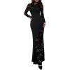 image:imageGORGLITTER Womens Long Sleeve Lace Dress Sexy Sheer Elegant Evening Bodycon Maxi Dresses Going Out Outfits 2026Black