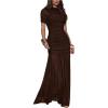 image:imageGORGLITTER Womens Mesh Bodycon Maxi Dress Ruched Asymmetrical Wedding Guest Formal Prom Birthday Party Dinner DressesBrown