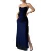 image:imageGORGLITTER Womens Mesh Maxi Dress Backless Wedding Guest Dress Ruched Drawstring Bodycon Cami Party Cocktail DressesBlue