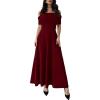 image:imageGORGLITTER Womens Off The Shoulder Maxi Dress Cocktail Formal Prom Wedding Guest Dress Ruched Foldover Slip DressesBurgundy