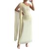 image:imageGORGLITTER Womens One Shoulder Maxi Dress Summer Wedding Guest Cocktail Graduation Party Mesh Ruffle Long Sun DressesYellow