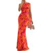 image:imageGORGLITTER Womens One Shoulder Mesh Bodycon Maxi Dress Sexy Prom Formal Sleeveless Bridesmaid Wedding Guest DressesMulticolor