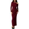 image:imageGORGLITTER Womens One Shoulder Ruched Maxi Dress Elegant Long Sleeve Asymmetrical Cocktail Graduation Formal DressesBurgundy