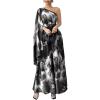 image:imageGORGLITTER Womens One Shoulder Wedding Guest Dress Floral Prom Cocktail Formal Long Bridesmaid Maxi Dress with CapeGrey