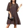 image:imageGORGLITTER Womens Peplum Babydoll Formal Dress Puff Sleeve High Low Ruffle Crewneck Funeral Short Dresses Summer ClothesCoffee Brown