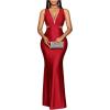 image:imageGORGLITTER Womens Satin Backless Maxi Dress Elegant Fishtail Summer Sexy Cocktail Wedding Guest Prom Party Sun DressesBurgundy