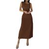 image:imageGORGLITTER Womens Sleeveless Draped Neck Bodycon Maxi Dresses Elegant Classy Wedding Guest Formal Prom Long SundressBrown