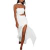 image:imageGORGLITTER Womens Strapless Bodycon Maxi Dresses Off The Shoulder Cut Out Birthday Tube Top Slit Dress with ScarfWhite