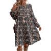 image:imageGORGLITTER Womens Western Cowgirl Dress Boho Floral Bishop Long Sleeve Flowy Dresses A Line Country Concert OutfitsBlue