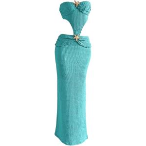 image:imageGORGLITTER Womens Crochet Dress Metal Starfish Cut Out Strapless Bodycon Maxi Dresses Backless Beach Cover Up SundressBlue